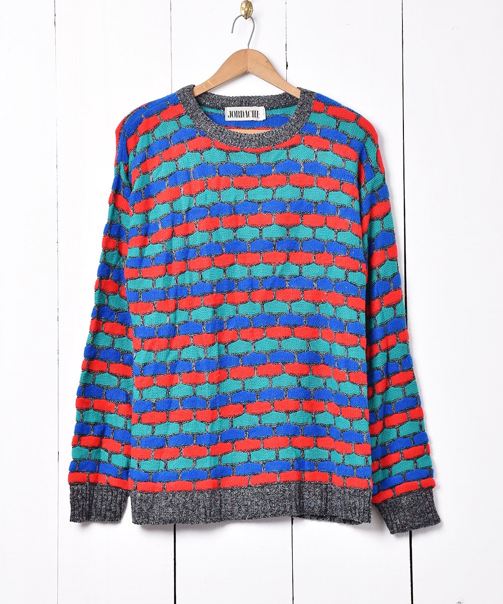 アメリカ製 カラフル 格子柄 ニットセーター - 古着のネット通販サイト 