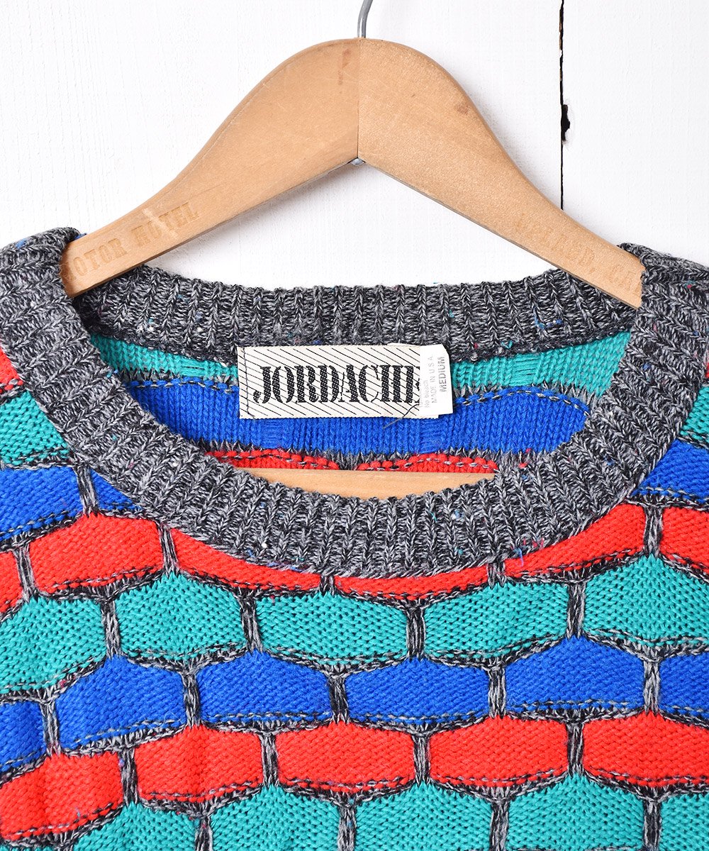 アメリカ製 カラフル 格子柄 ニットセーター - 古着のネット通販サイト 