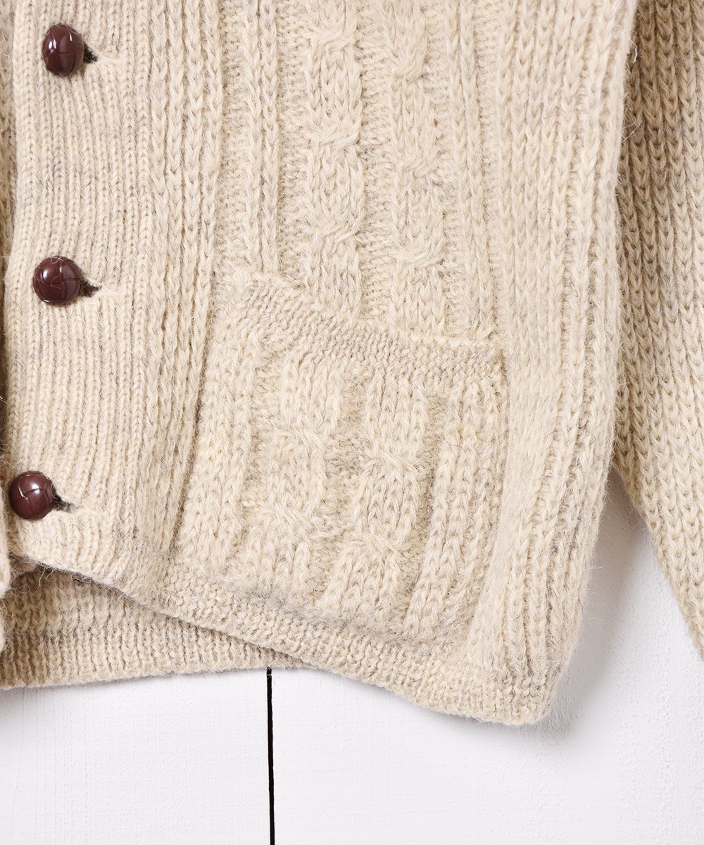 イギリス製 ケーブル編み ウールカーディガン - 古着のネット通販 