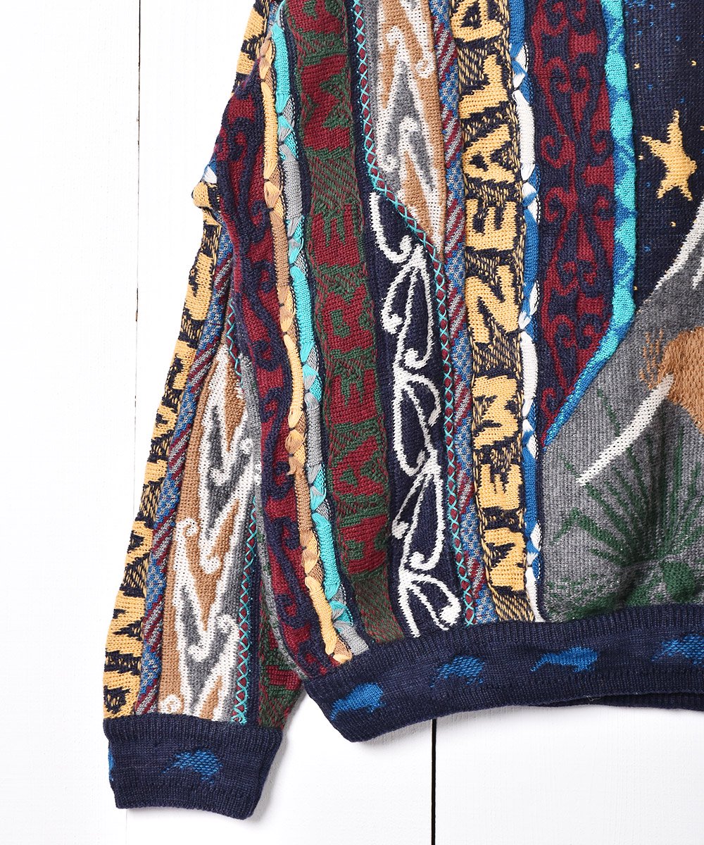 ニュージーランド製 3D 総柄 セーター - 古着のネット通販サイト 古着 