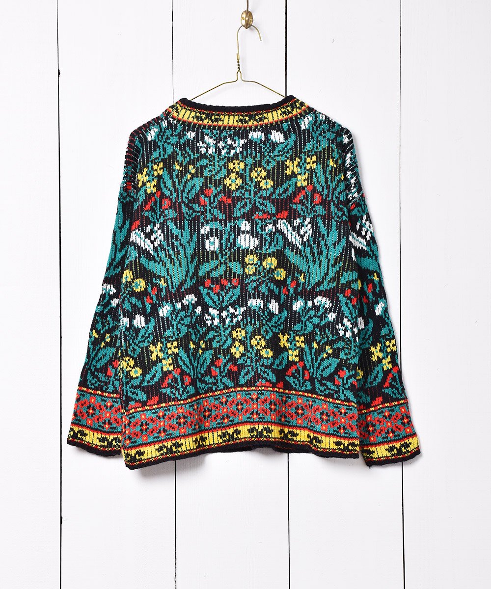アメリカ製 花柄 畦編み セーター - 古着のネット通販サイト 古着屋 