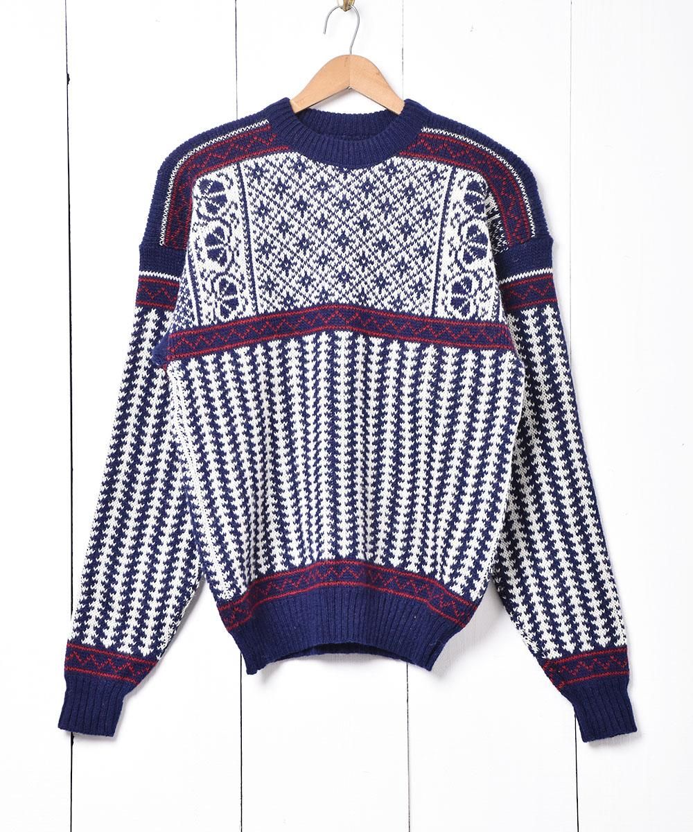 ノルウェー製 ノルディックセーター ネイビー - 古着屋