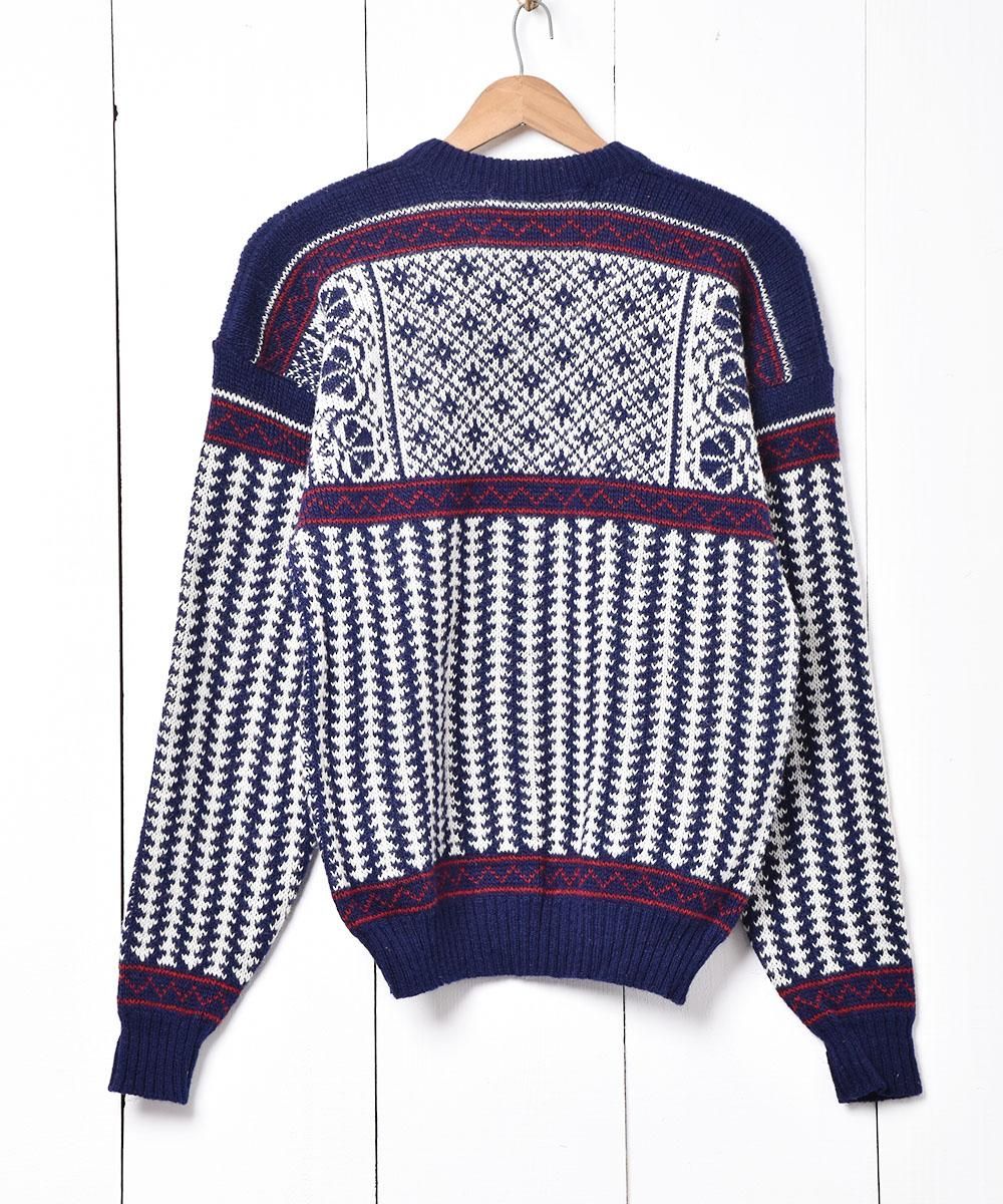 ノルウェー製 ノルディックセーター ネイビー - 古着屋