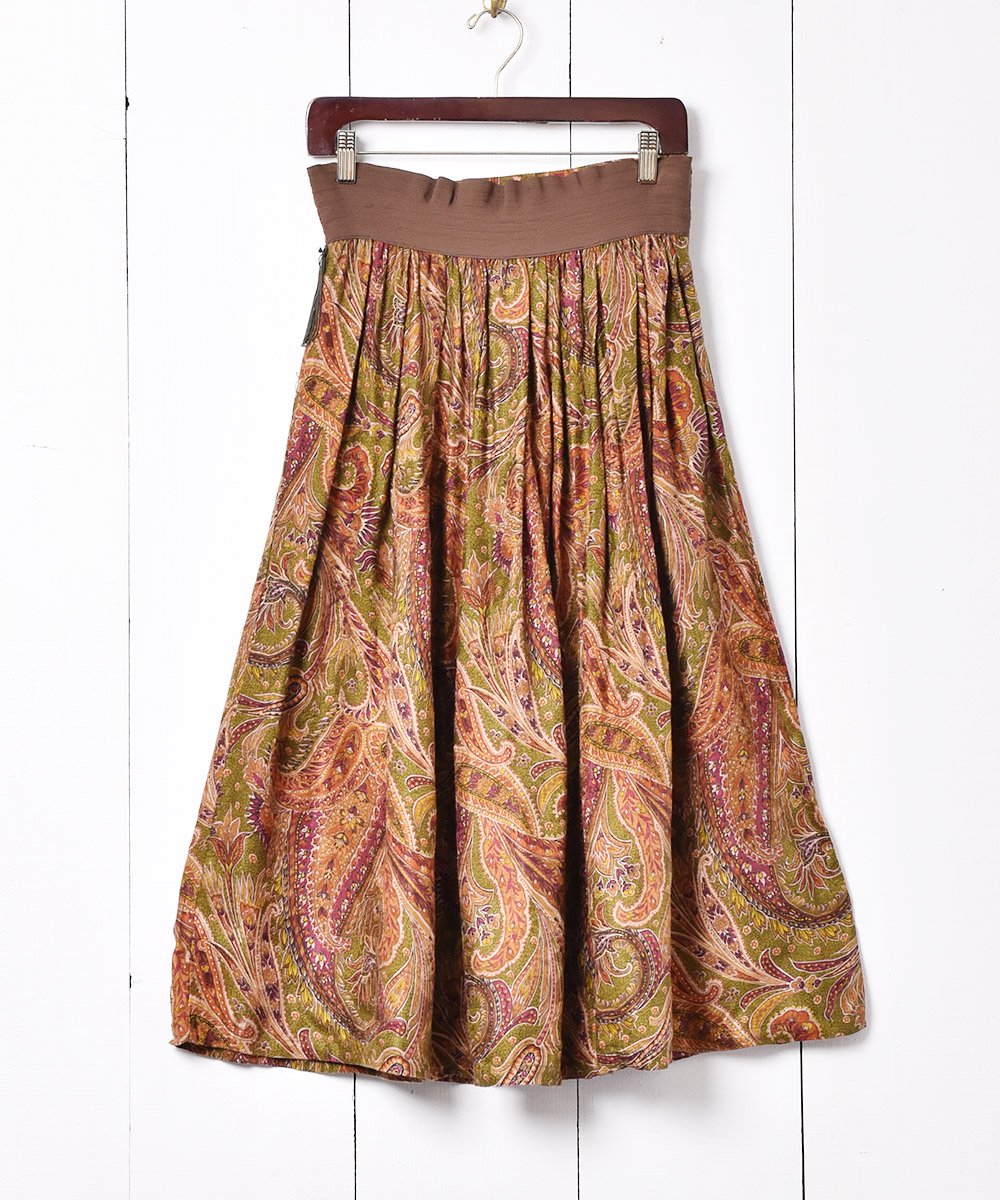 イタリア製 フリンジ ペイズリー柄 スカート - 古着のネット通販サイト
