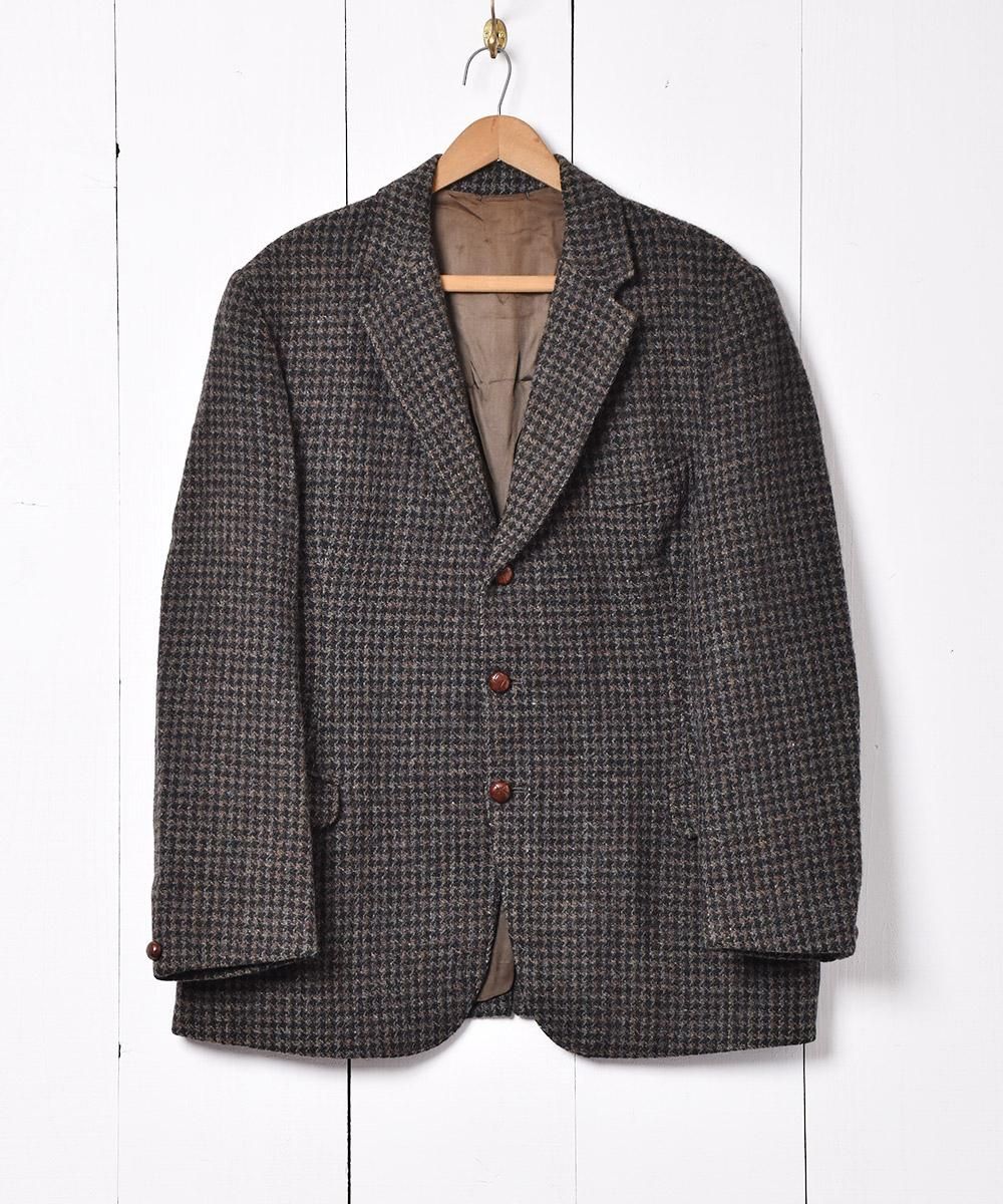 Harris Tweed」テーラードジャケット 3ボタン ダークカラー - 古着の