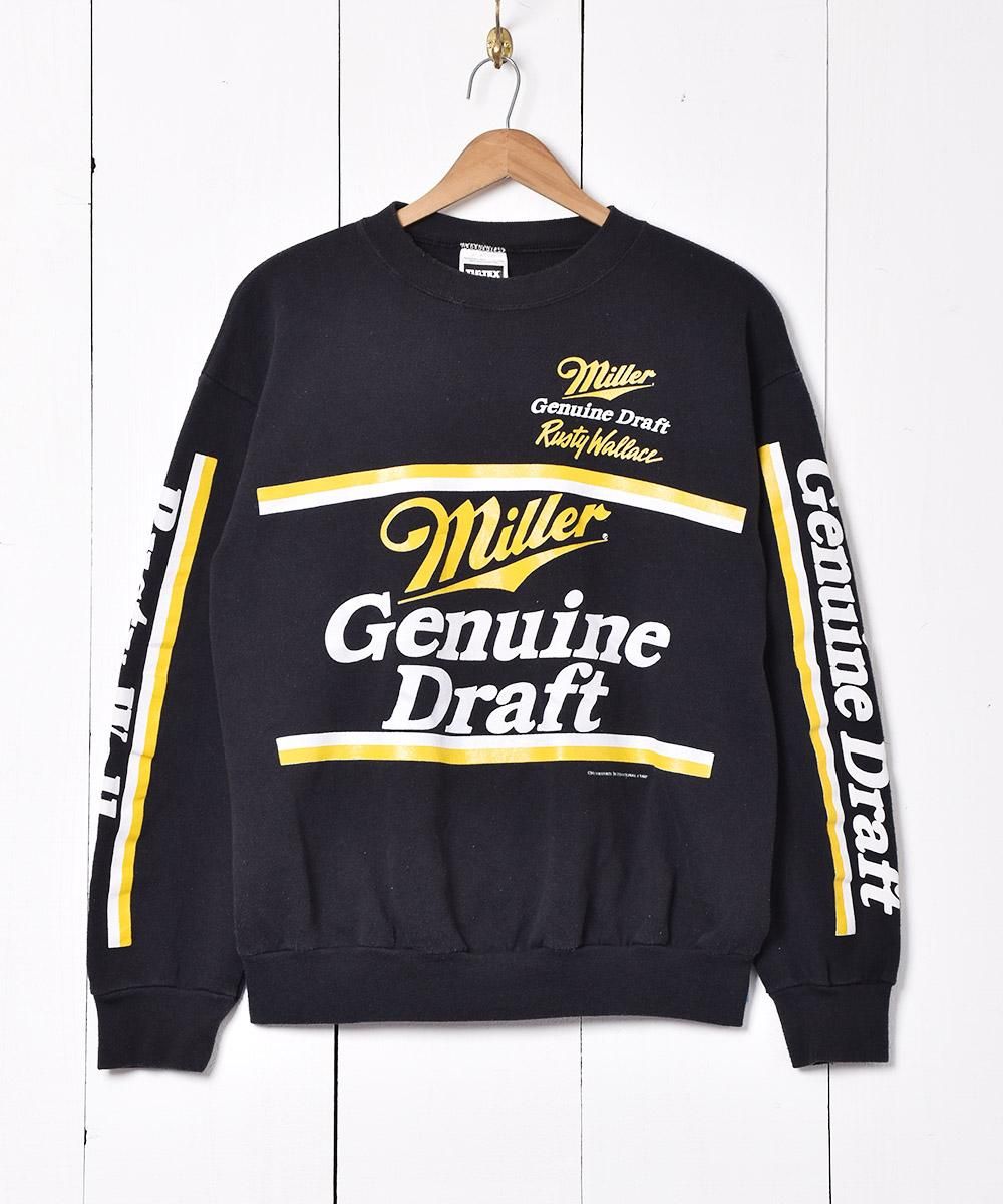 90s USA製 Miller ビール レーシング スウェット 古着 袖プリント