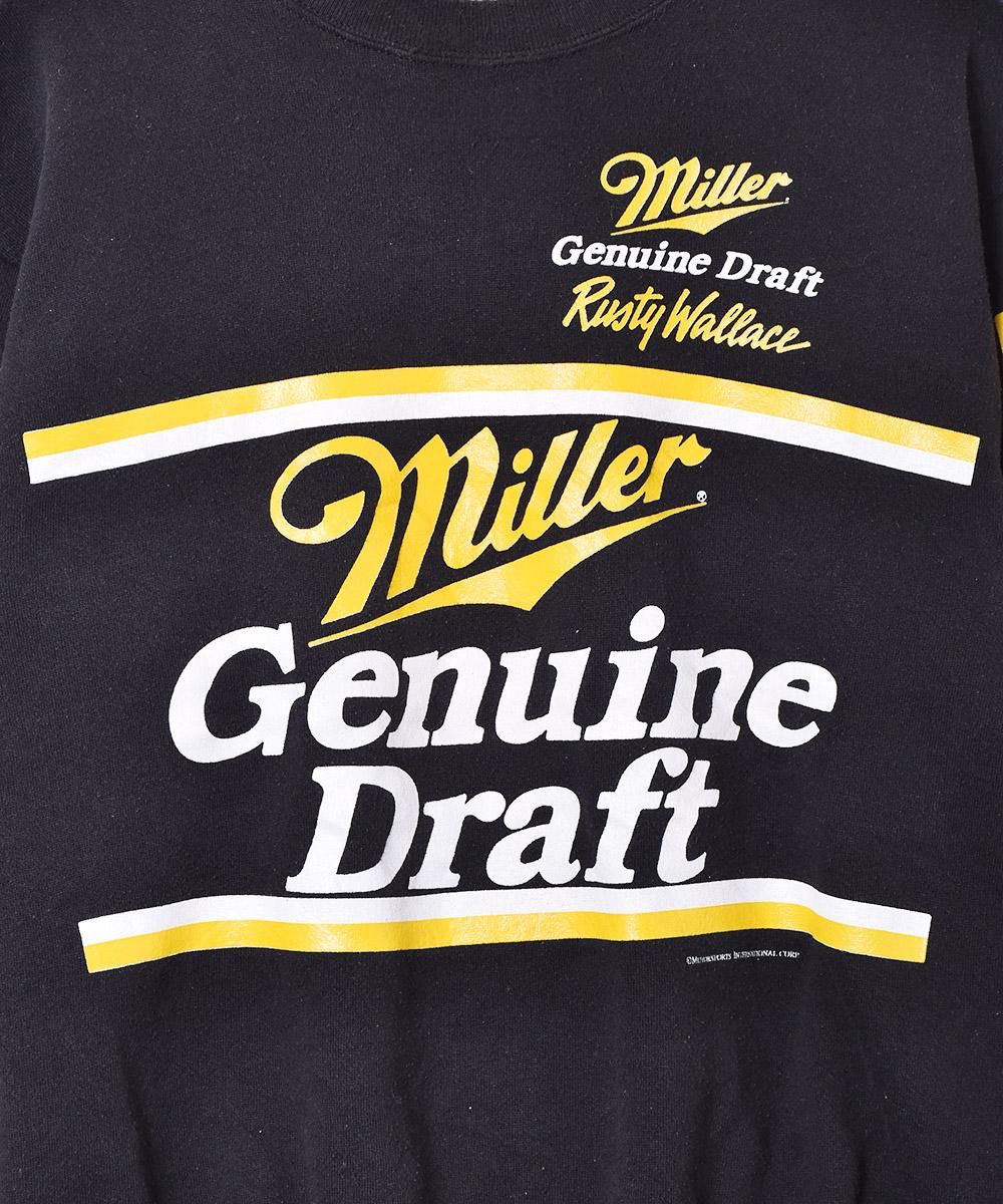90s USA製 Miller ビール レーシング スウェット 古着 袖プリント 90s USA製 Miller ビール レーシング スウェット 古着 袖プリント