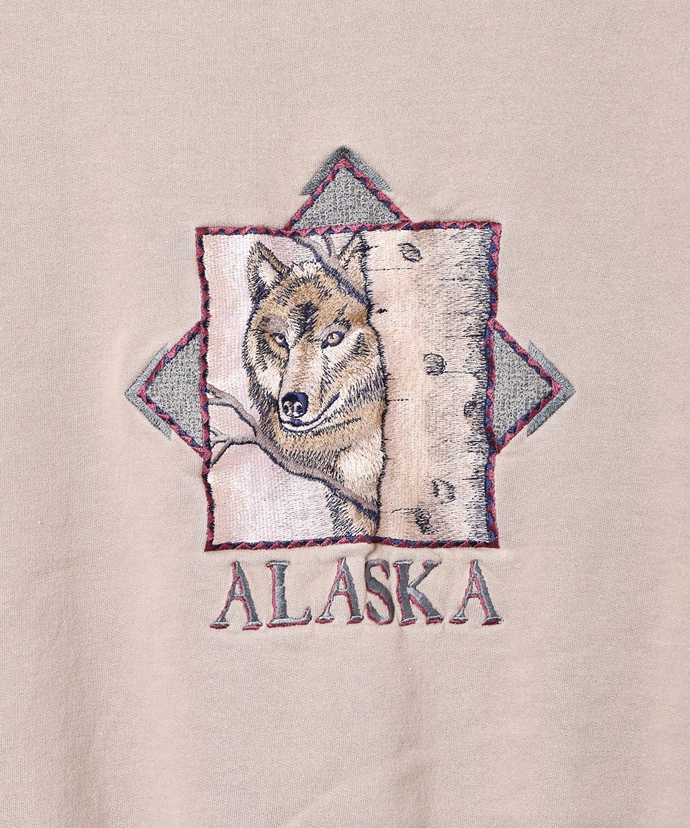 アラスカ アニマル刺繍スウェット オオカミ - 古着のネット通販サイト 