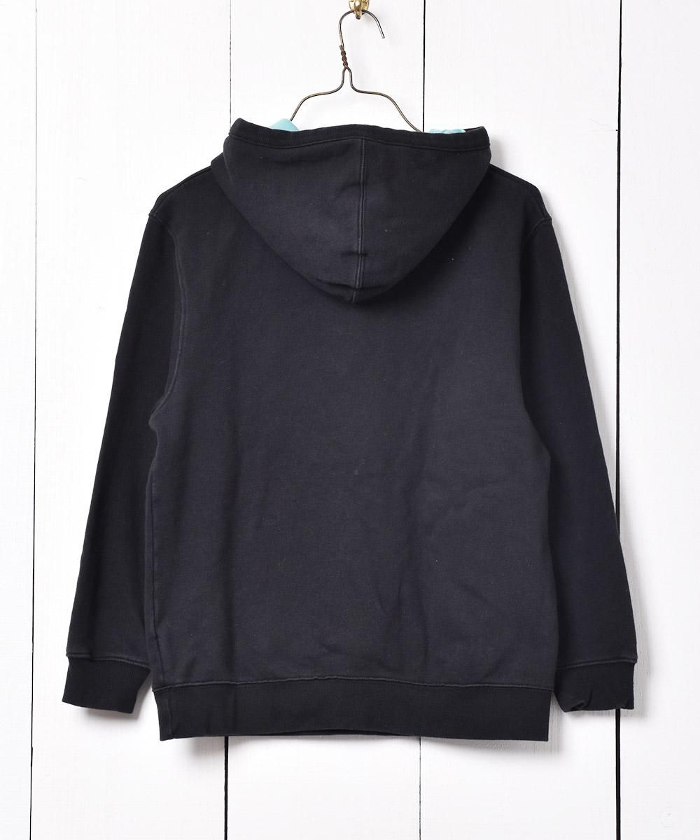 VANS」プリントパーカー ブラック×ブルー - 古着屋