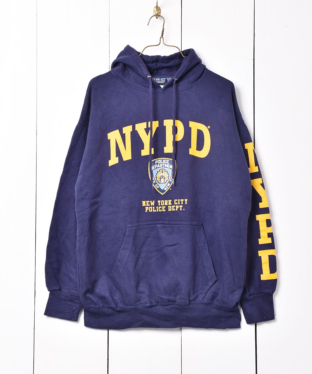 NY市警察　オフィシャル　ビッグロゴ刺繍　スウェットパーカー　NYPD