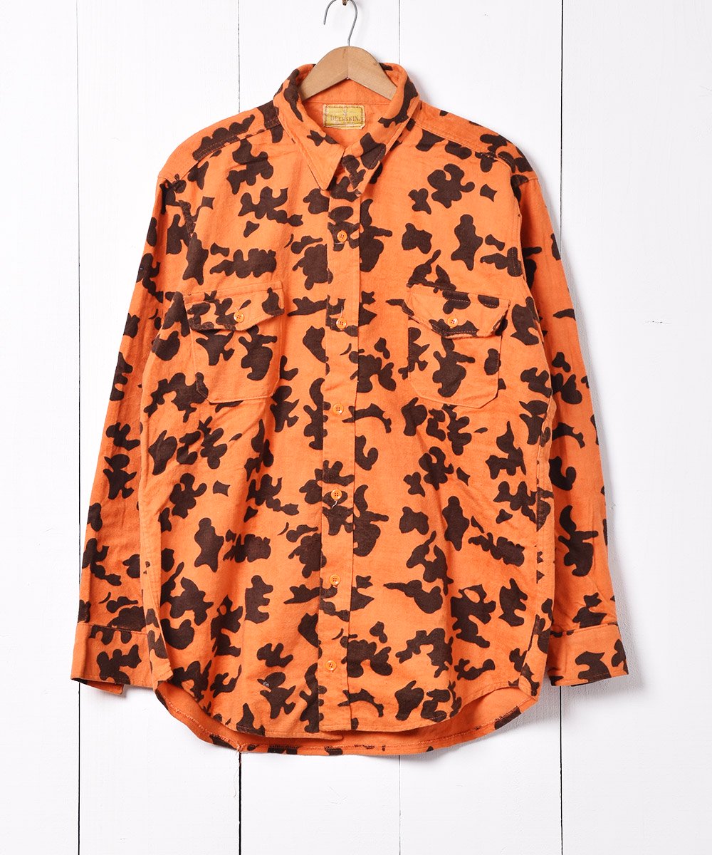 斑模様 フランネルシャツ オレンジ - 古着のネット通販サイト 古着屋
