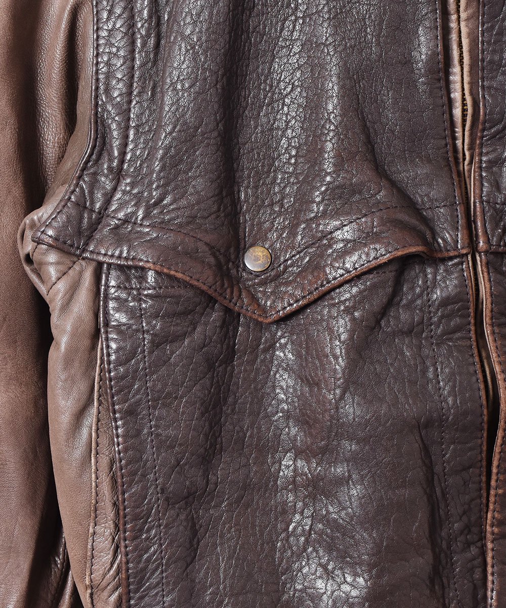 袖切り替えデザイン 2トーンカラー シングル レザー ジャケット 古着のネットサイト 古着屋グレープフルーツ  ムーン(Grapefruitmoon)Onlineshop ヴィンテージアイテム・レトロファッション
