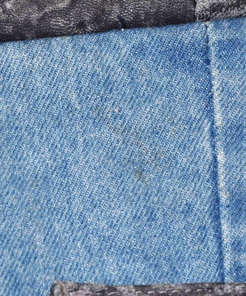 レザー切り替え デニムジャケット 裏ボア仕様 - 古着屋
