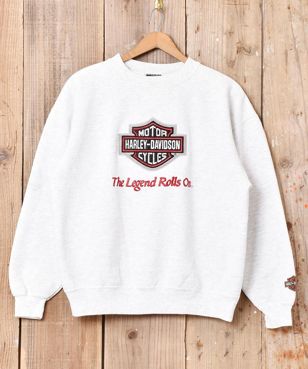 HERLEY-DAVIDSON 前Vガゼット 刺繍 スウェットシャツ - 古着屋