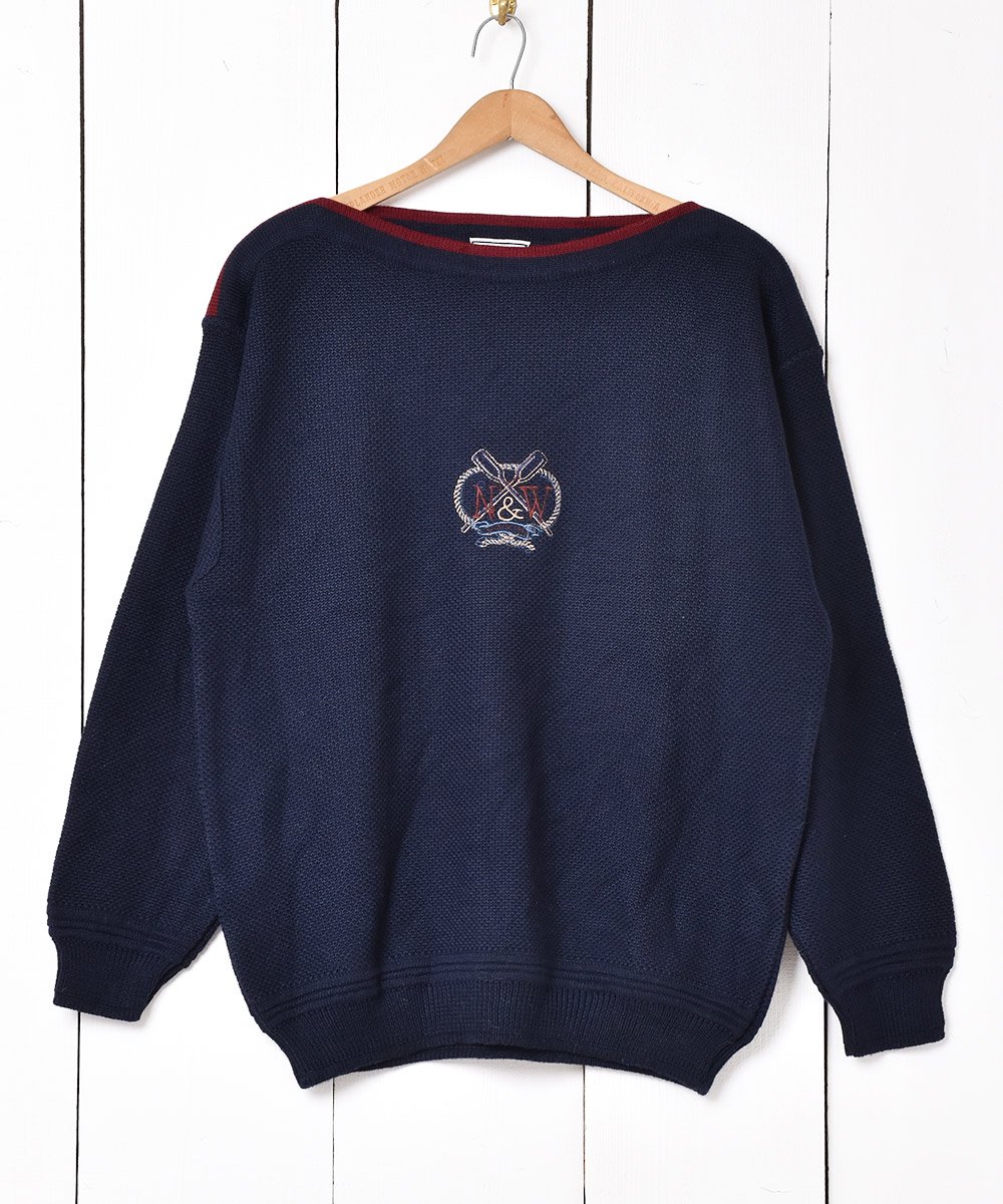 イタリア製 刺繍デザイン ボートネックセーター - 古着のネット通販 ...