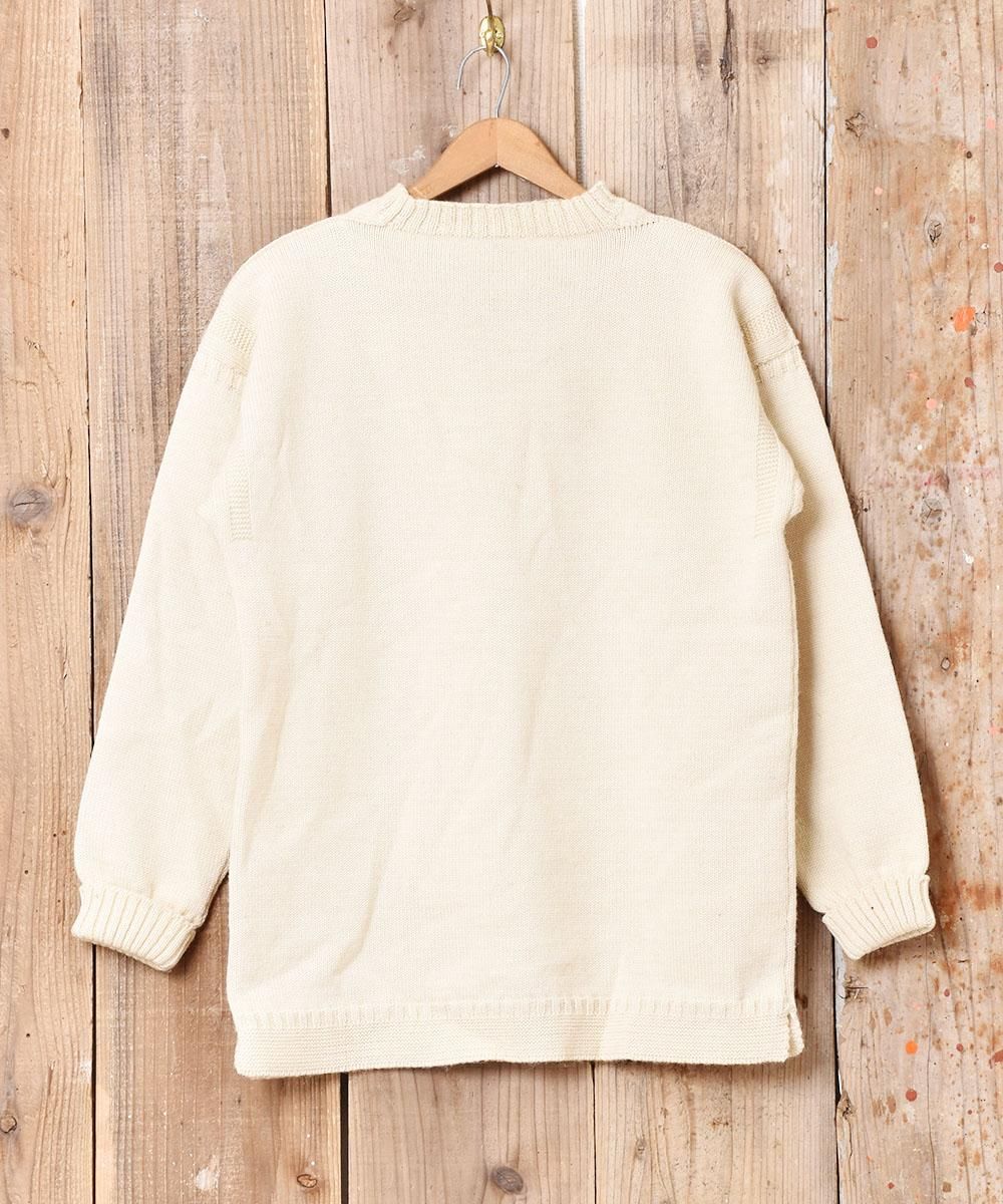 ガンジーニットセーター ホワイト - 古着屋グレープフルーツ ムーン