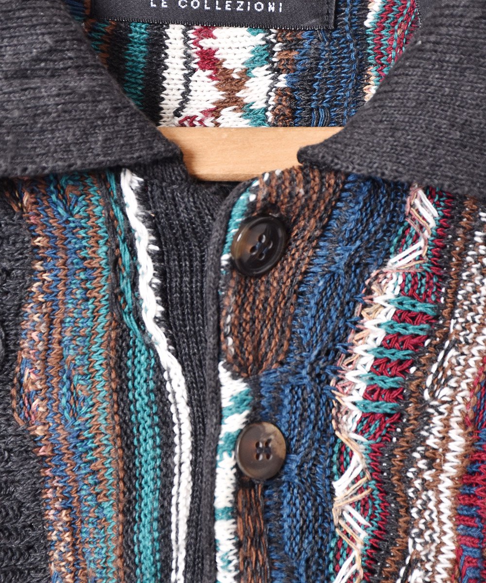 立体編み 襟付き 3D ニットセーター マルチカラー   古着のネット通販