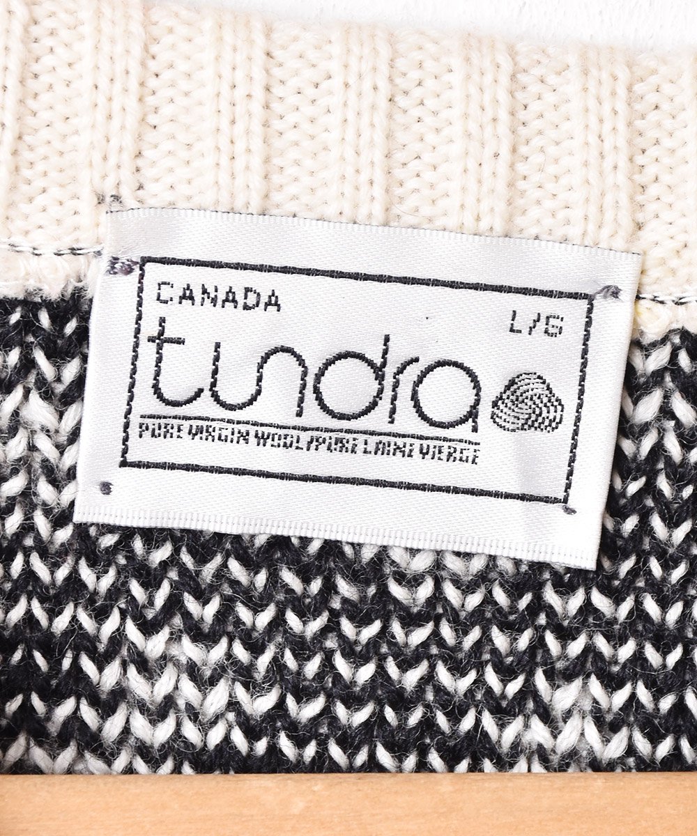 ヴィンテージ カナダ製 ウール ニット 総柄ニット 刺繍　アニマル レトロ