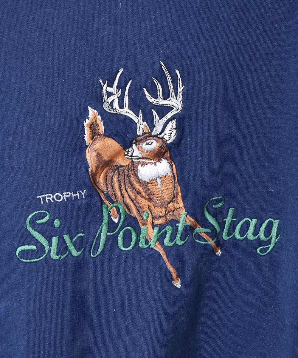 Six point stag 鹿刺繍 スウェットシャツ - 古着屋 Six point stag 鹿刺繍 スウェットシャツ - 古着屋