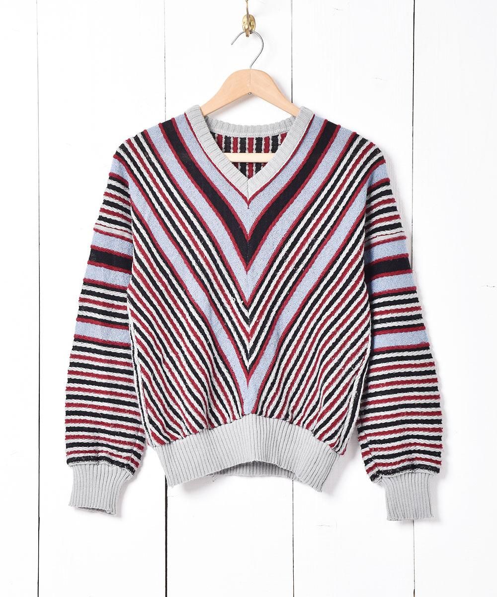 90s agnes b. Vネック ニット 総柄 フランス製 ユーロヴィンテージ 90年代 ALPS アルプス ウールニットセーター ノルディック柄 総