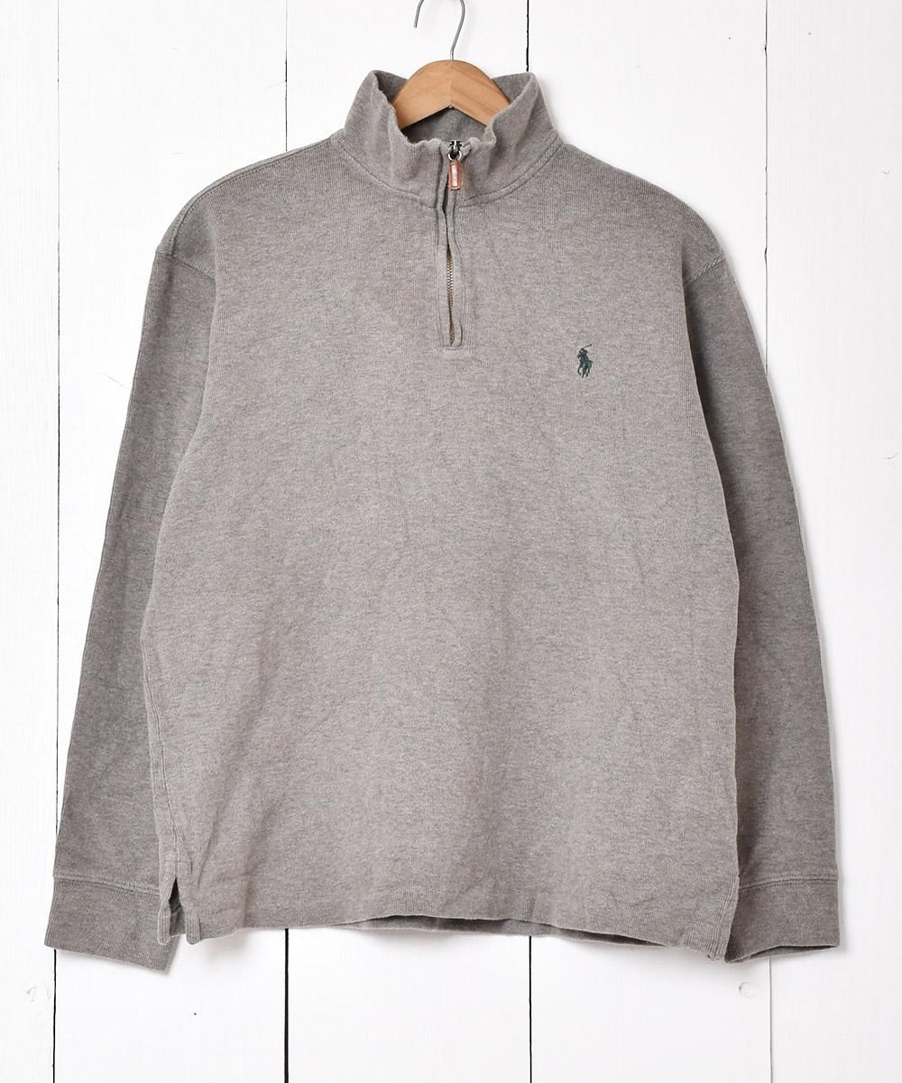 Ralph Lauren」ハーフジップ コットンセーター グレー - 古着屋 Ralph Lauren」ハーフジップ コットンセーター グレー - 古着屋