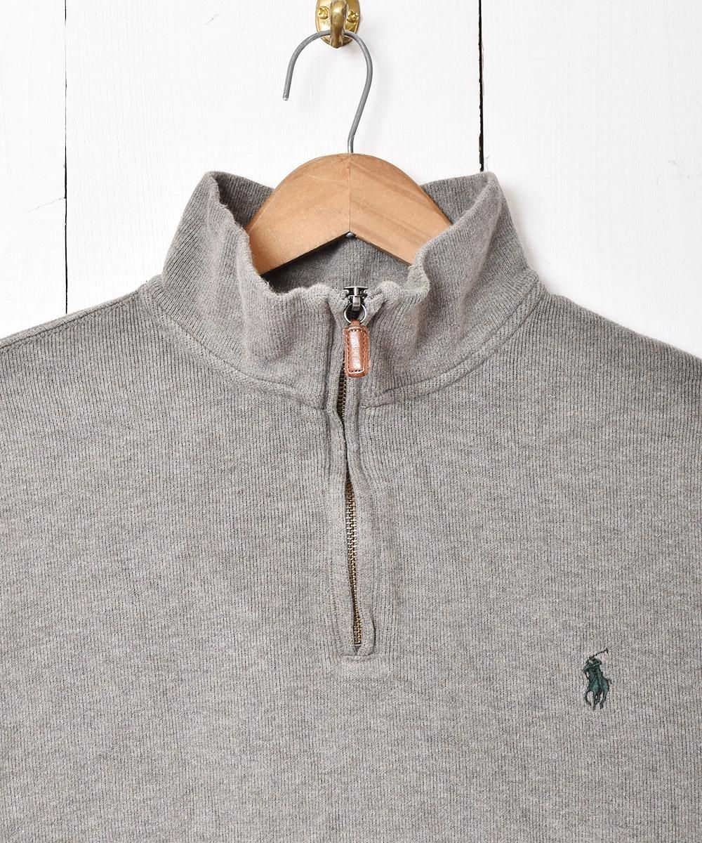 Ralph Lauren」ハーフジップ コットンセーター グレー - 古着屋 Ralph Lauren」ハーフジップ コットンセーター グレー - 古着屋