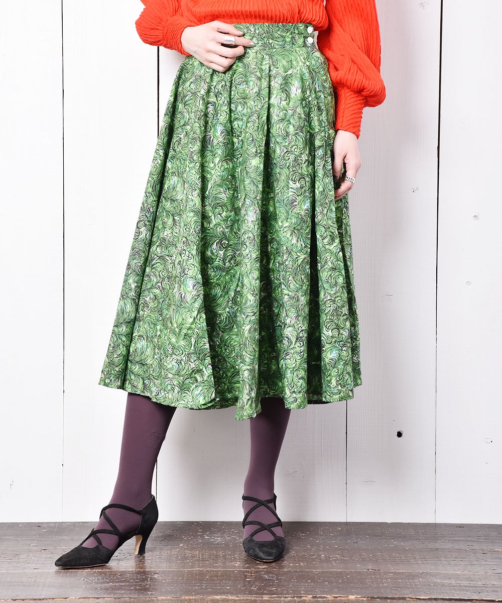 Emerald Motel フェザーパターン サーキュラースカート グリーン