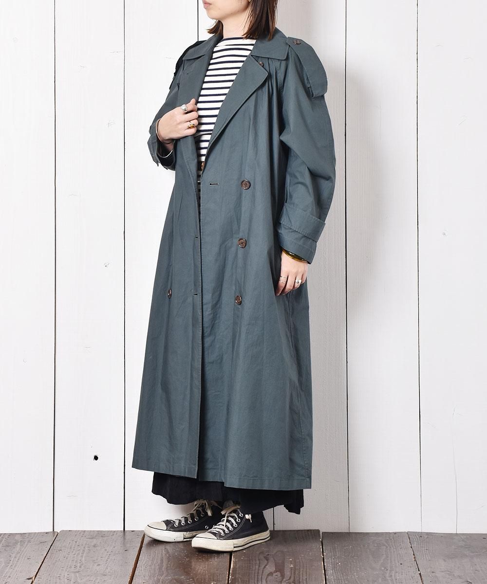 ロング トレンチコート ダークグリーン - 古着屋 ロング トレンチコート ダークグリーン - 古着屋