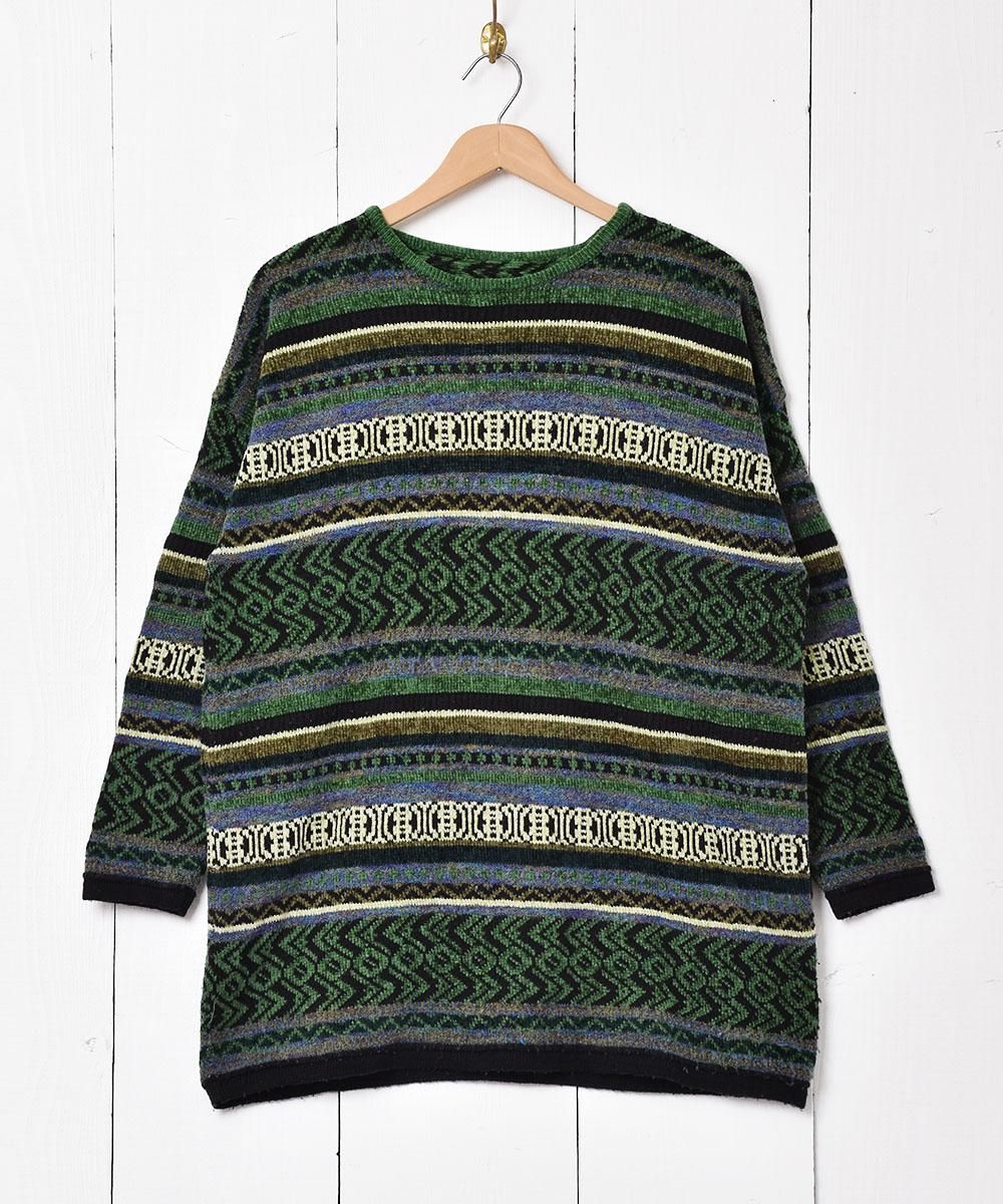大人気商品 No.649 VINTAGE ニット セーター 総柄 ボーダー ゴルフ柄