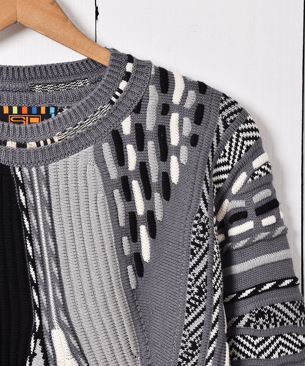 立体編み 3Dニット セーター グレー - 古着のネット通販サイト 古着屋 