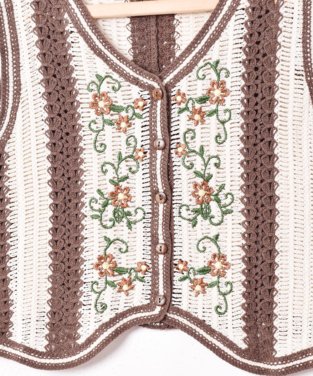Meridian」花刺繍 ニットベスト - 古着のネット通販サイト 古着屋 