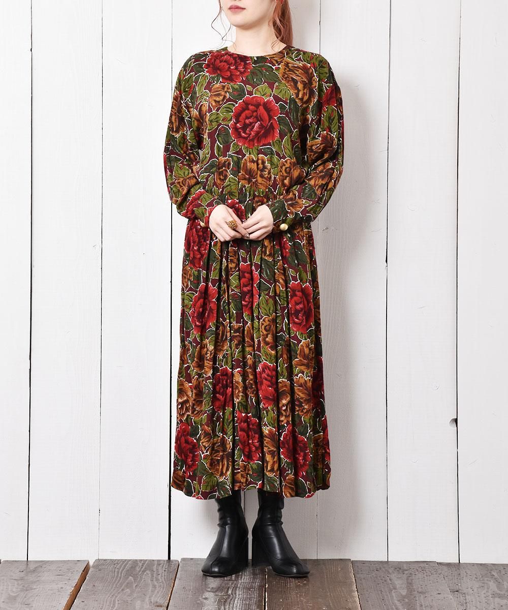 【希少・美品】プリーツ プリーズ 　ワンピース 紅茶缶プリント LL～3L THREE FIFTY STANDARD 小谷 実由さんと作った 表情のある黒の