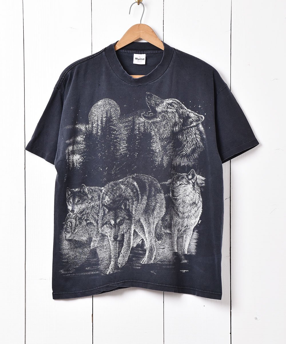 アメリカ製 アニマルプリントTシャツ オオカミ - 古着のネット通販