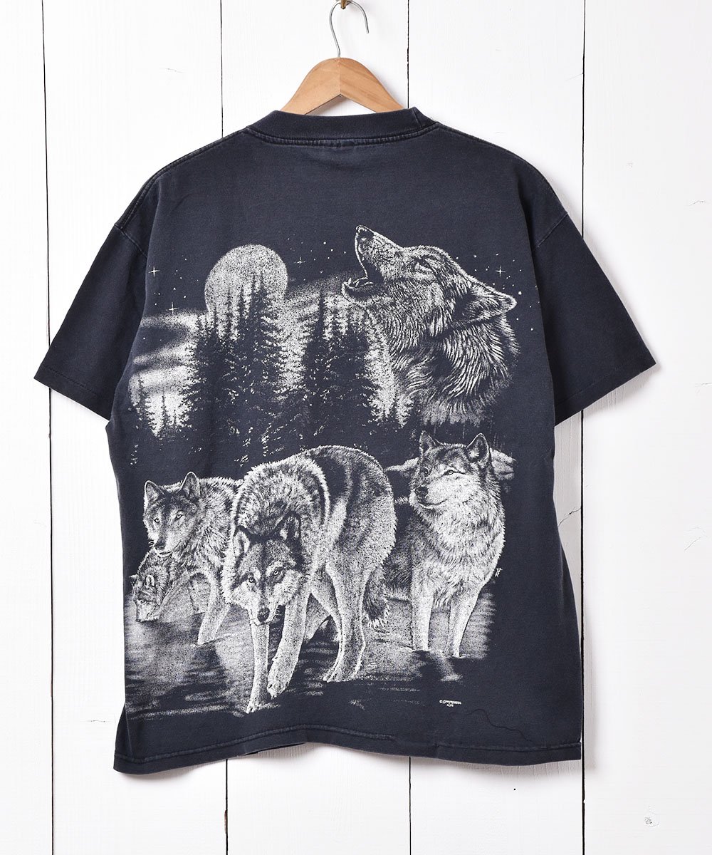 アメリカ製 アニマルプリントTシャツ オオカミ - 古着のネット通販 