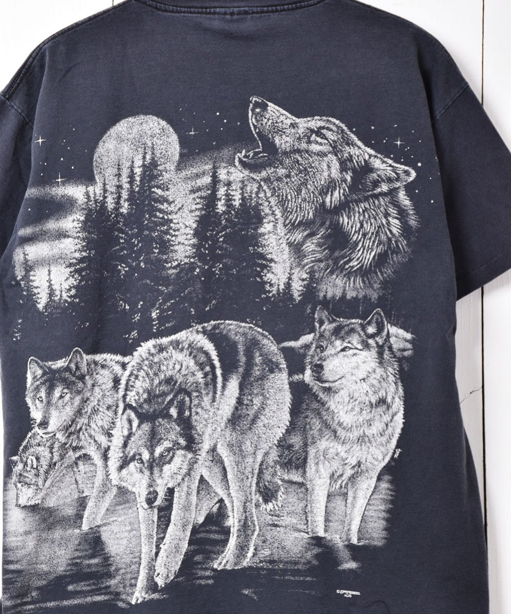 アメリカ製 アニマルプリントTシャツ オオカミ - 古着のネット通販