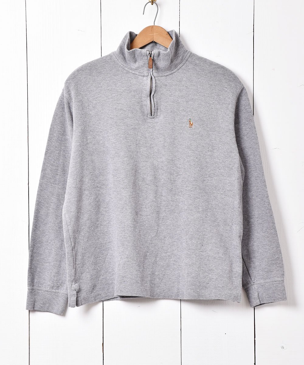 POLO RALPH LAUREN」ハーフジップ セーター グレー - 古着のネット通販