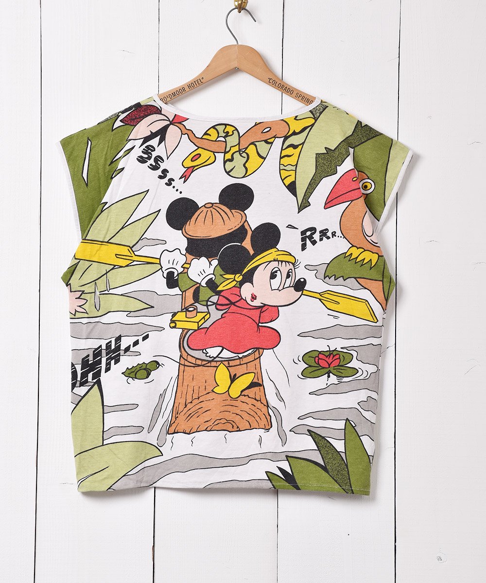 ディズニー ミッキーマウス 総柄 プリントTシャツ - 古着のネット通販