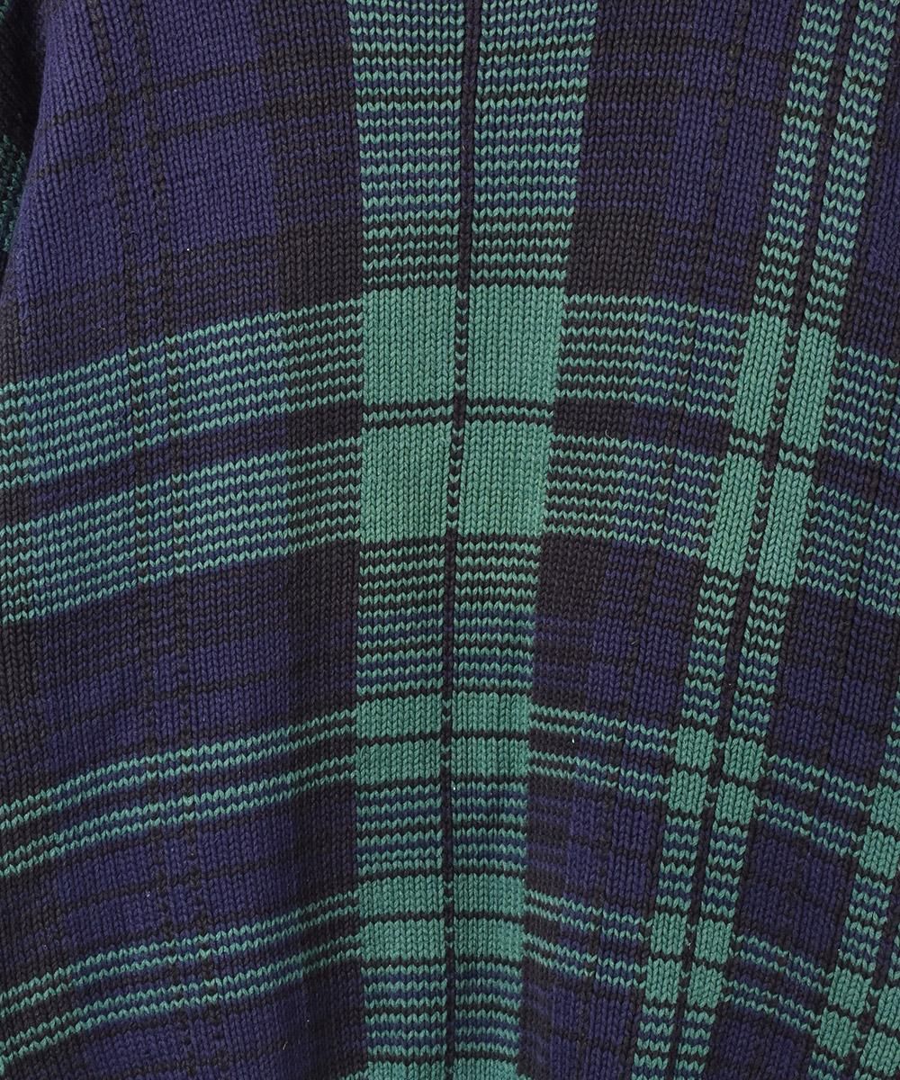 nautica」ワイドチェック コットンニットセーター - 古着屋 nautica」ワイドチェック コットンニットセーター - 古着屋