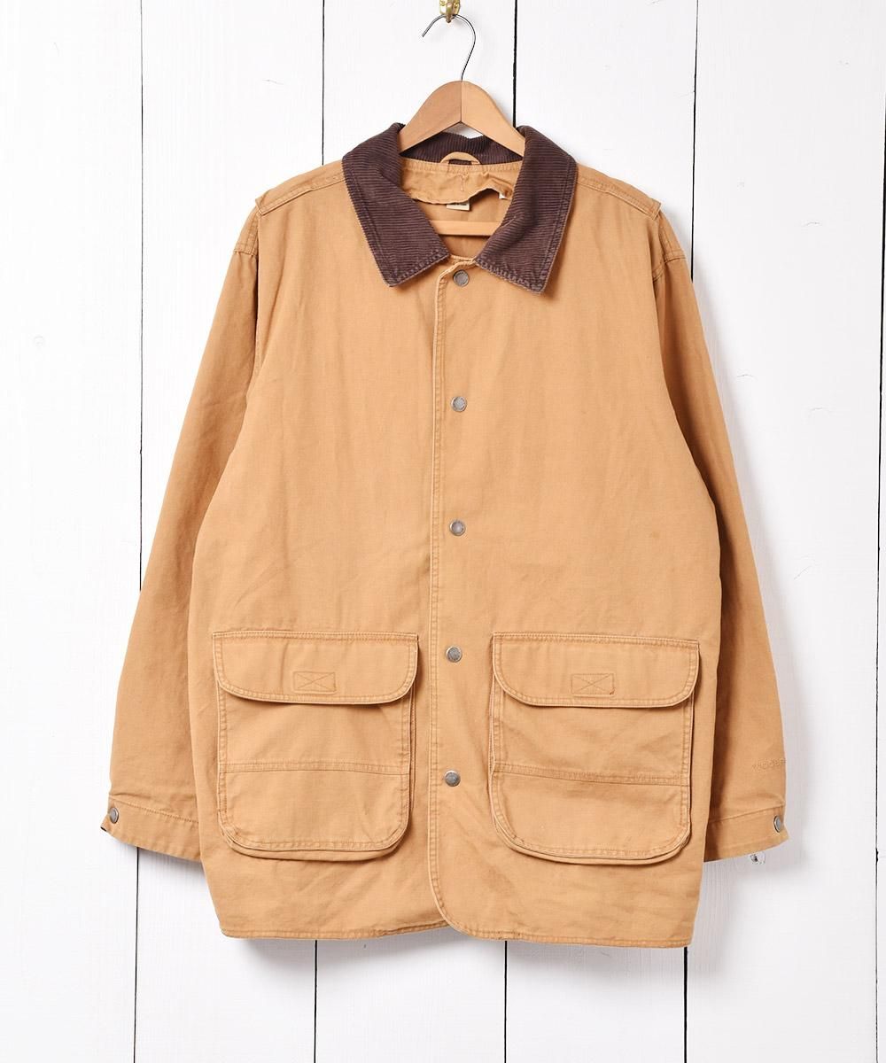 ウールリッチダック地フィールドジャケット襟本革 ハンティング