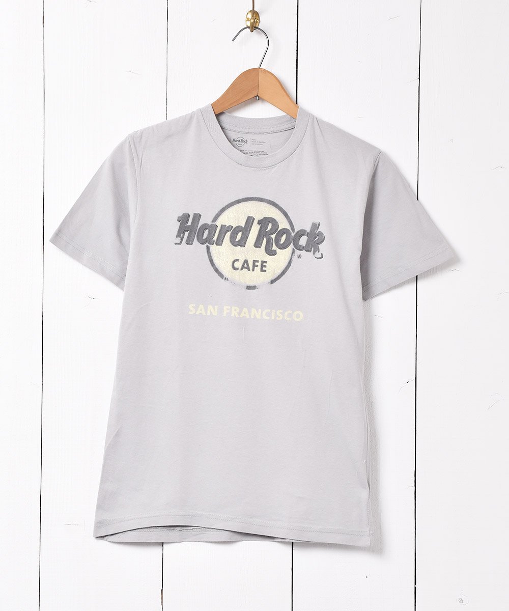 Hard Rock CAFE」サンフランシスコ フロッキープリント Tシャツ グレー 