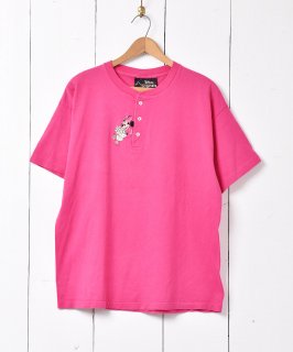 古着90’s アメリカ製「Disney originals」ミニーマウス 刺繍 ヘンリーネック Tシャツ ピンク 古着のネット通販 古着屋グレープフルーツムーン