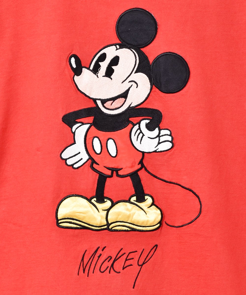 90年代 MICKEY＆CO. MICKEY MOUSE ミッキーマウス キャラクター刺繍Tシャツ USA製 レディースXL ヴィンテージ /eaa366322