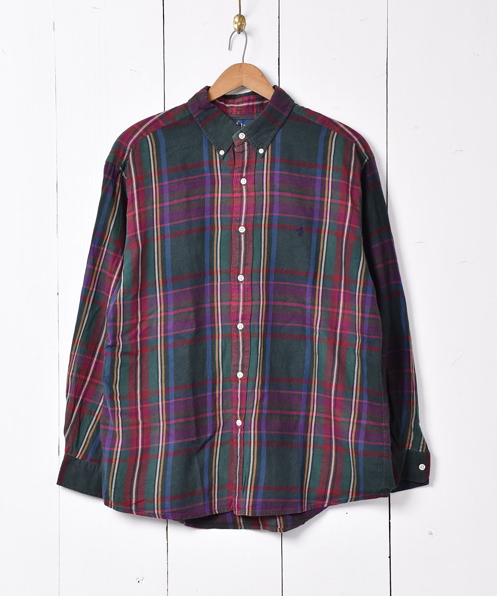 Ralph Lauren」 コットンチェックシャツ グリーン系 - 古着のネット