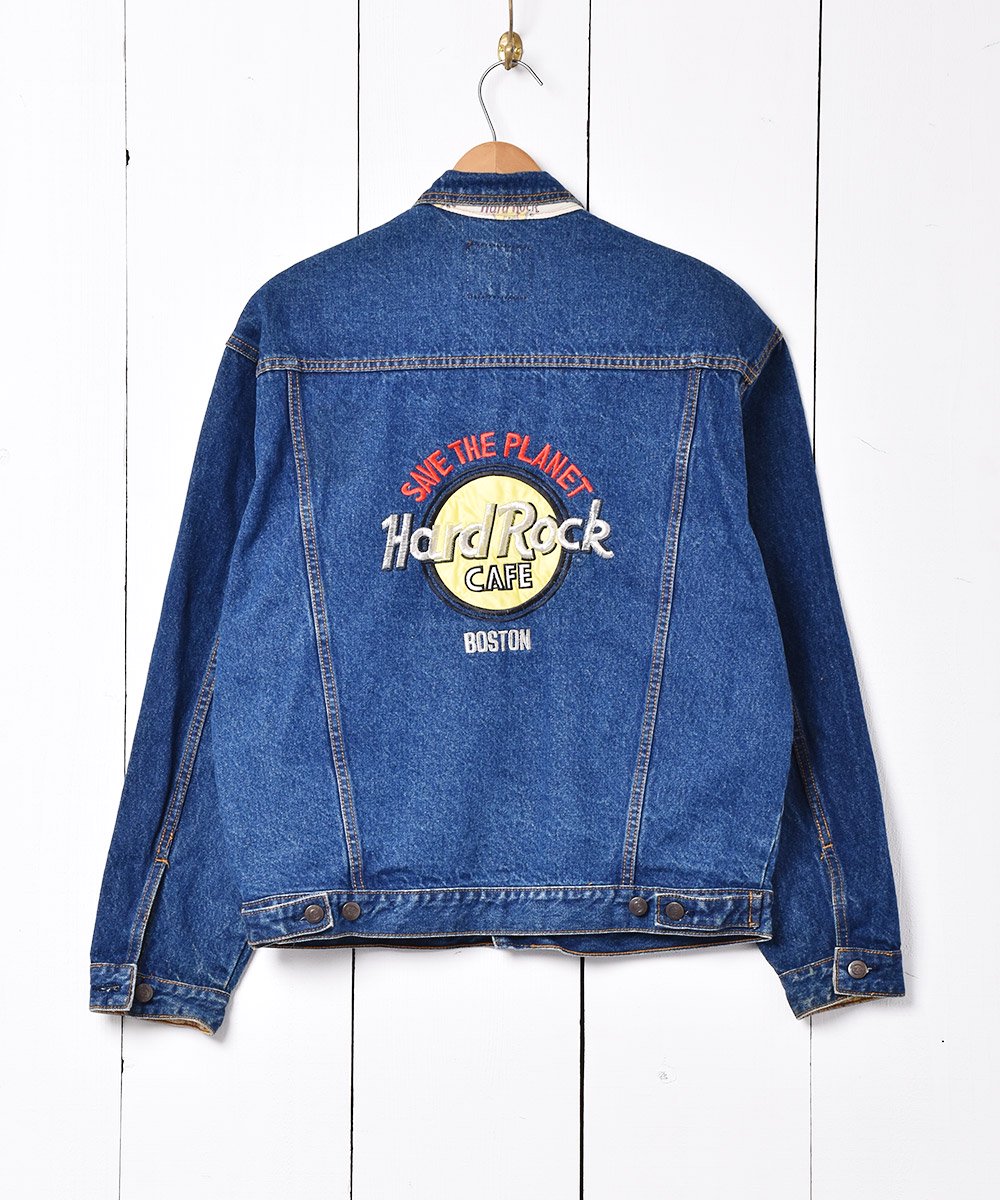 Hard Rock CAFE ボストン 刺繍 デニムジャケット - 古着のネット通販 