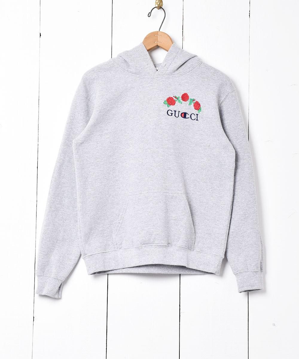 Champion」GUCCI風刺繍ロゴ スウェットパーカー - 古着屋 Champion」GUCCI風刺繍ロゴ スウェットパーカー - 古着屋