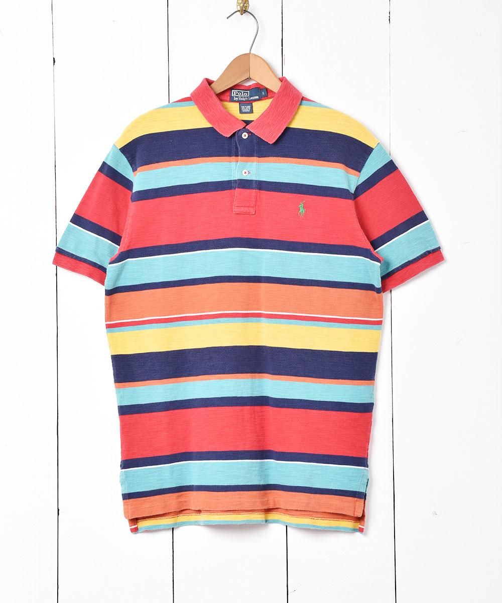 Polo Ralph Lauren」マルチカラー ボーダーポロシャツ - 古着屋 Polo Ralph Lauren」マルチカラー ボーダーポロシャツ - 古着屋