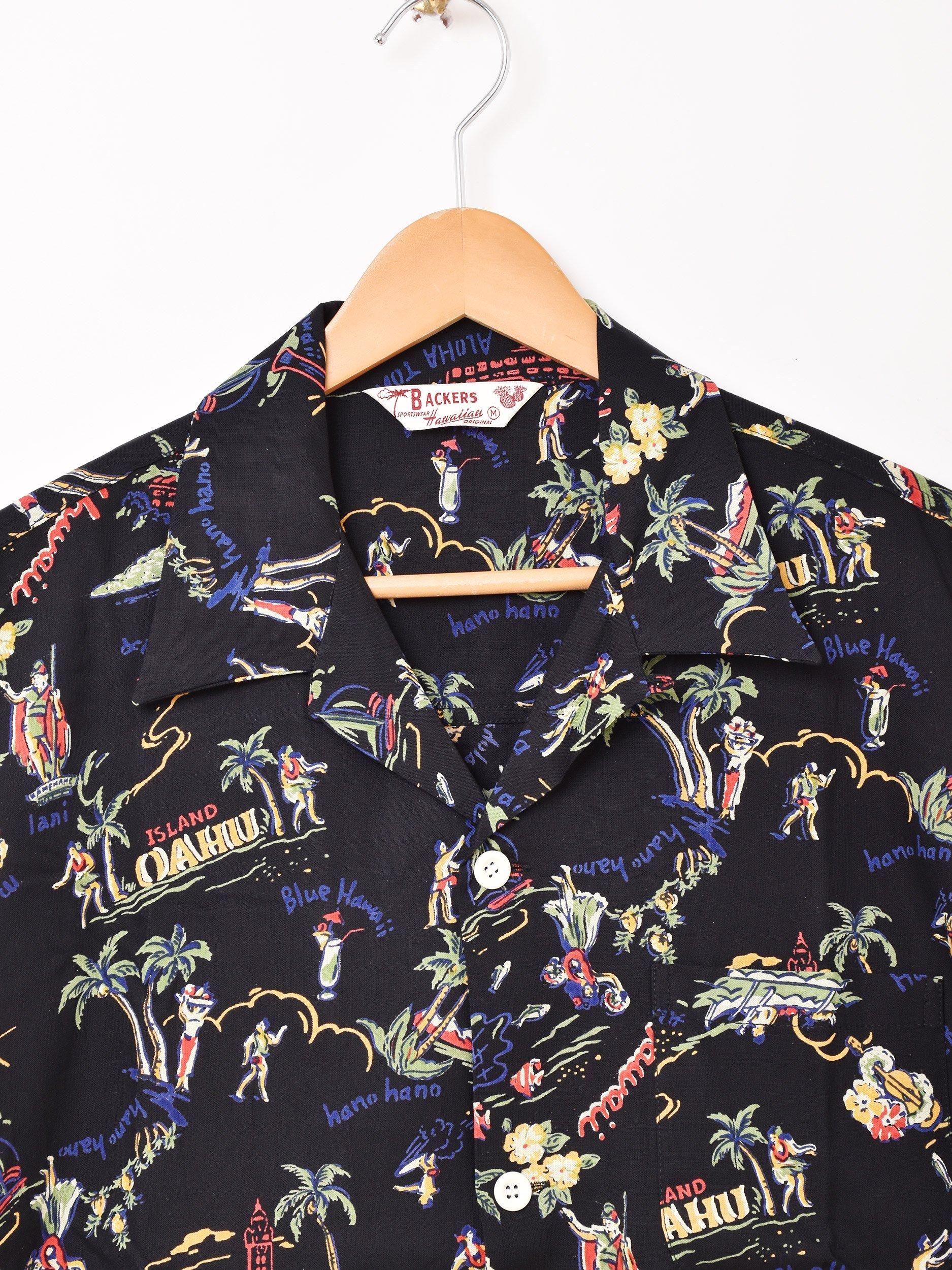 2色展開】「Backers」 ハワイアンシャツ ブラック - 古着屋