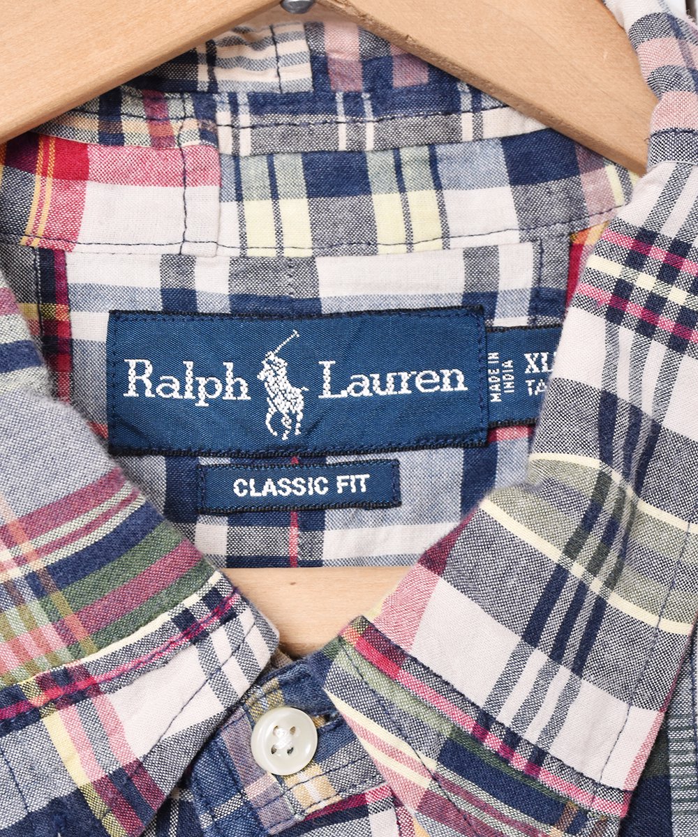Ralph Lauren」チェック柄 パッチワーク 半袖シャツ - 古着のネット 