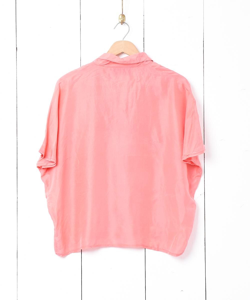 半袖オープンカラーシルクシャツ ピンク - 古着屋