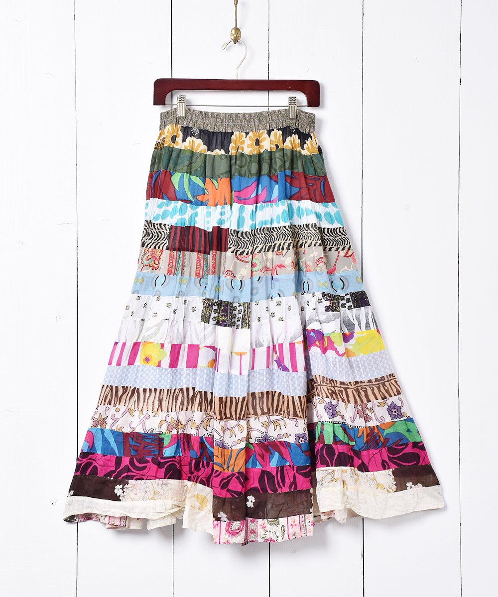 インド綿 パッチワーク スカート - 古着のネット通販サイト 古着屋 